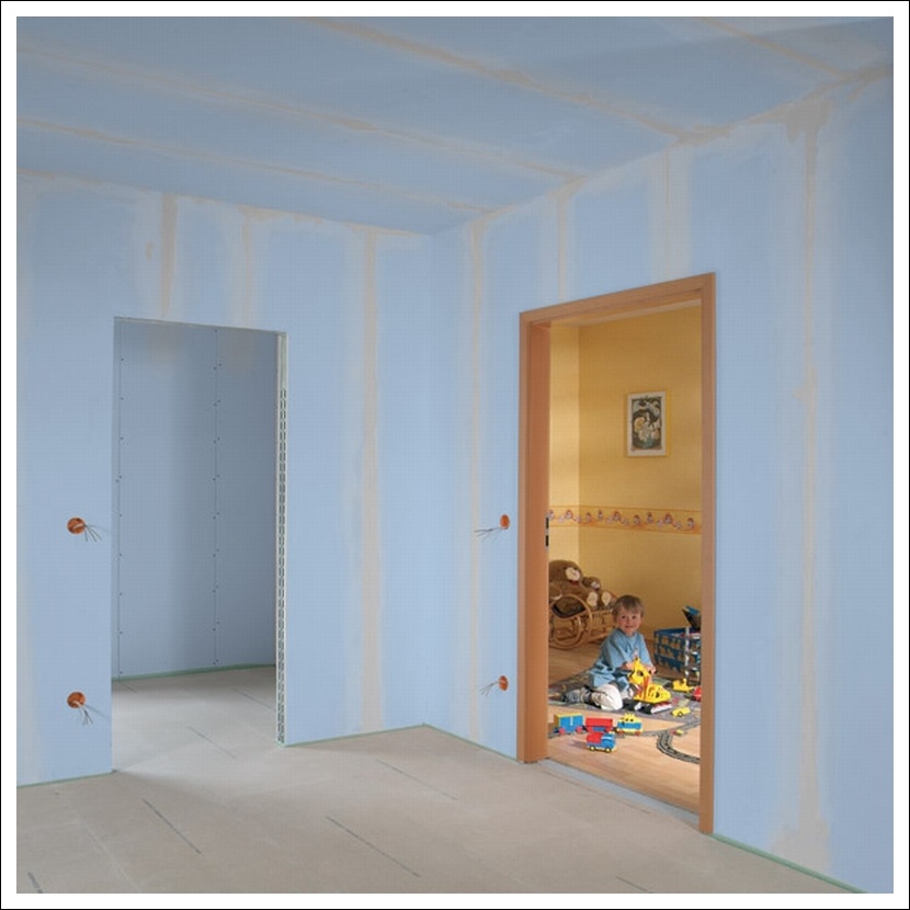 modrá barva sádrokartonu přináší ticho, foto archiv Rigips trvalý hluk může způsobit závažné zdravotní problémy, instalujeme akustické desky proti hluku